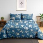 Blue Blossom Melody Cotton Double Bedsheet for Double Bed with 2 Pillow Covers | Premium Double Bed Bedsheet
