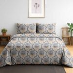 Serene Blossom Mist Blue Floral Cotton Double Bedsheet with 2 Pillow Covers | Queen Size Bedding Set