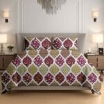 Maroon Green Boho Floral Cotton Double Bedsheet for Double Bed with 2 Pillow Covers | Premium Bedding Sets