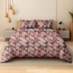 Soft Red Geometric Cotton Double Bedsheet for Double Bed with 2 Pillow Covers | Premium Bedding Sets