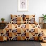 Timber Aura Abstract Cotton Double Bedsheet for Double Bed with 2 Pillow Covers | Premium Double Bed Bedsheet