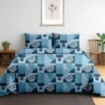 Sapphire Wave Abstract Cotton Double Bedsheet for Double Bed with 2 Pillow Covers | Premium Double Bed Bedsheet