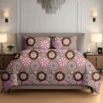 Warm Brown Mandala Rangoli Cotton Double Bedsheet for Double Bed with 2 Pillow Covers | Premium Bedding Sets