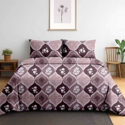 Rose Mosaic Grace Cotton Double Bedsheet for Double Bed with 2 Pillow Covers | Cotton Bedding Collection