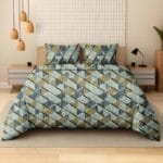 Classic Green Geometric Cotton Double Bedsheet for Double Bed with 2 Pillow Covers | Premium Bedding Sets