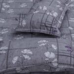 Grey Abstract Ginkgo Luxury Cotton Double Bedsheet for Double Bed with 2 Pillow Covers | Premium Abstract Floral Bedding Sets - Image 2