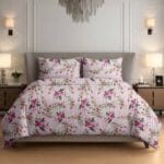 Light Pink Spring Floral Cotton Double Bedsheet for Double Bed with 2 Pillow Covers | Premium Floral Bedding Sets