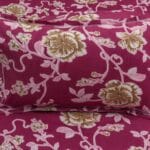 Imperial Floral Vine Maroon Luxury Cotton Double Bedsheet for Double Bed with 2 Pillow Covers | Premium Floral Bedding - Image 3