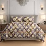Maroon Yellow Boho Patchwork Cotton Double Bedsheet for Double Bed with 2 Pillow Covers | Premium Bohemian Bedding Sets