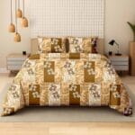 Mustard Geo Floral Luxury Cotton Double Bedsheet for Double Bed with 2 Pillow Covers | Premium Floral Bedding Sets