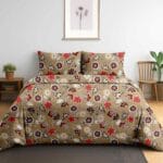 Rustic Scarlet Bloom Cotton Double Bedsheet for Double Bed with 2 Pillow Covers | Queen Size Bed Sheets