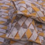 Warm Orange Geometric Cotton Double Bedsheet for Double Bed with 2 Pillow Covers | Premium Bedding Sets - Image 2