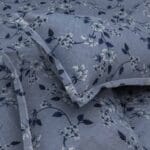 Blue Blossom Meadow Cotton Double Bedsheet for Double Bed with 2 Pillow Covers | Premium Double Bed Bedsheet - Image 2