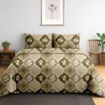 Olive Mosaic Grace Cotton Double Bedsheet for Double Bed with 2 Pillow Covers | Premium Cotton Bed Sheet Set