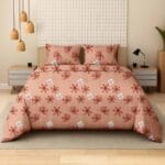 Pastel Cosmos Dream Orange Luxury Cotton Double Bedsheet for Double Bed with 2 Pillow Covers | Premium Floral Bedding