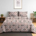 Blush Lattice Bloom Cotton Double Bedsheet for Double Bed with 2 Pillow Covers | Queen Size Bed Sheets
