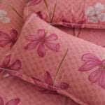Pastel Cosmos Dream Pink Luxury Cotton Double Bedsheet for Double Bed with 2 Pillow Covers | Premium Floral Bedding - Image 2