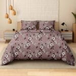 Pink Blossom Meadow Cotton Double Bedsheet for Double Bed with 2 Pillow Covers | Premium Double Bed Bedsheet