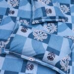 Sapphire Wave Abstract Cotton Double Bedsheet for Double Bed with 2 Pillow Covers | Premium Double Bed Bedsheet - Image 2