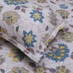 Grey Yellow Floral Vine Cotton Double Bedsheet for Double Bed with 2 Pillow Covers | Premium Floral Bedding Sets - Image 2