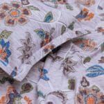 Grey Orange Floral Vine Cotton Double Bedsheet for Double Bed with 2 Pillow Covers | Premium Floral Bedding Sets - Image 2