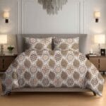 Light Orange Abstract Mandala Cotton Double Bedsheet for Double Bed with 2 Pillow Covers | Premium Bedding Sets
